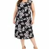 Kasper Plus Size Floral Print Cowl Neck Top & Floral Print Midi Flare Skirt
