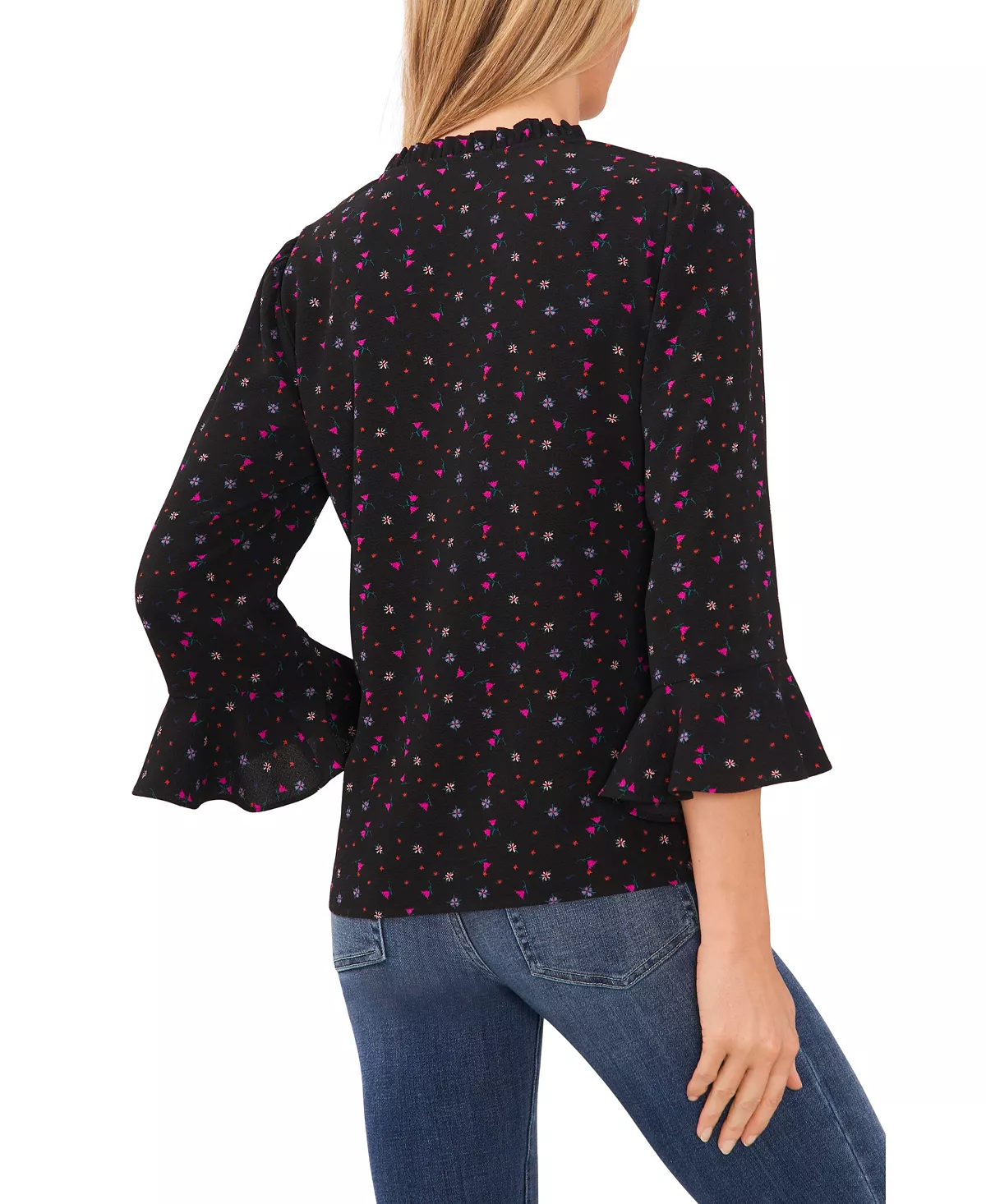 CeCe Women's Floral-Print Ruffled 3/4-Sleeve Blouse 7 CeCe Women's Floral-Print Ruffled 3/4-Sleeve Blouse - Image 7