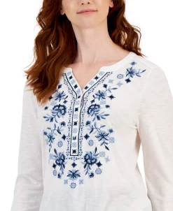 Style & Co Women's Cotton Embroidered Shirt, Created For Macy's 7 Style & Co Women's Cotton Embroidered Shirt, Created For Macy's -Anne Klein Sales Store 23412083 fpx