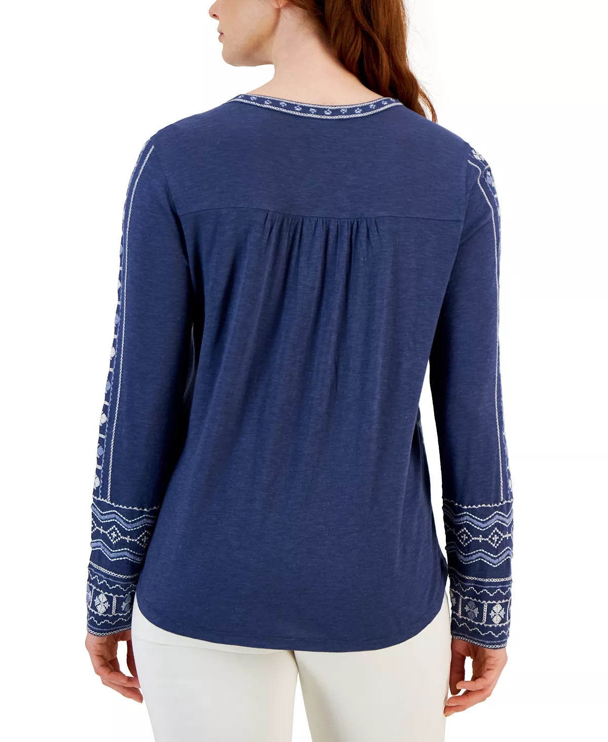 Style & Co Women's Cotton Embroidered Shirt, Created For Macy's 4 Style & Co Women's Cotton Embroidered Shirt, Created For Macy's - Image 4