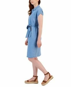 Style & Co Women's Tie-Waist Short-Sleeve Denim Shirtdress, Created For Macy's -Anne Klein Sales Store 23412344 fpx
