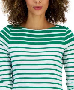 Charter Club Women's Striped Boat-Neck 3/4-Sleeve Top, Created For Macy's 8 Charter Club Women's Striped Boat-Neck 3/4-Sleeve Top, Created For Macy's -Anne Klein Sales Store 23431840 fpx