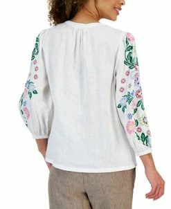 Charter Club Women's Linen Printed Button-Up Top, Created For Macy's -Anne Klein Sales Store 23440211 fpx