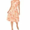 Vince Camuto Women's Printed Flutter-Sleeve Fit & Flare Dress