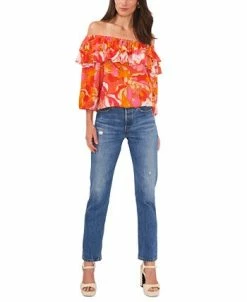 Vince Camuto Women's Printed Ruffled Off-the-Shoulder Top -Anne Klein Sales Store 23441079 fpx