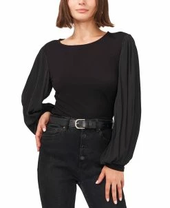 Vince Camuto Women's Crewneck Pleated Chiffon-Sleeve Top