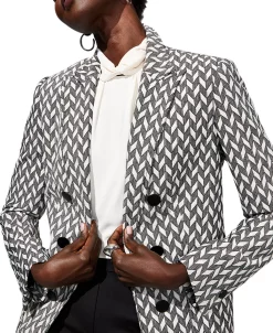 Anne Klein Women's Chevron Knit Faux-Double-Breasted Jacket -Anne Klein Sales Store 23441472 fpx