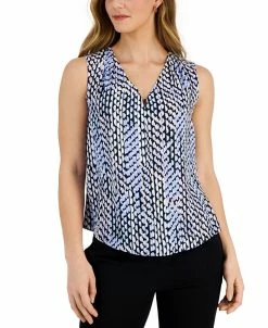 Kasper Women's Printed Sleeveless V-Neck Shell Top