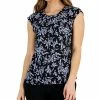 Kasper Women's Printed Pleat-Neck Sleeveless Top