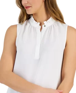 Kasper Women's Ruffle-Neck Button-Front Sleeveless Top -Anne Klein Sales Store 23443271 fpx