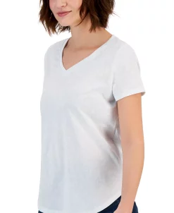 Style & Co Women's Floral Print Short-Sleeve V-Neck Top, Created For Macy's -Anne Klein Sales Store 23444997 fpx