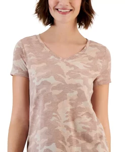 Style & Co Women's Printed V-Neck T-Shirt, Created For Macy's -Anne Klein Sales Store 23445007 fpx