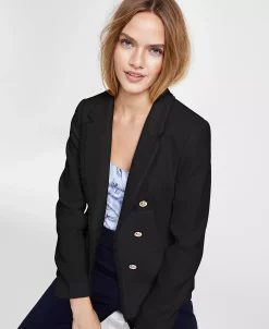 Bar III Women's Faux-Double-Breasted Fringe-Trim Blazer, Created For Macy's -Anne Klein Sales Store 23454773 fpx