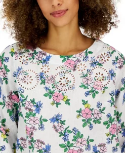 Charter Club Women's Linen Floral-Printed Top, Created For Macy's 6 Charter Club Women's Linen Floral-Printed Top, Created For Macy's -Anne Klein Sales Store 23481937 fpx