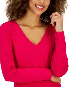 Charter Club Women's Cotton Long-Sleeve V-Neck T-Shirt, Created For Macy's -Anne Klein Sales Store 23487586 fpx