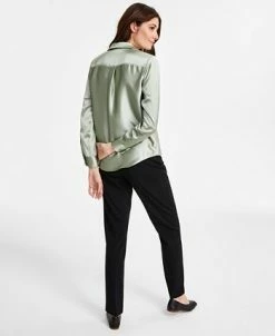 Alfani Women's Satin Collared Utility Blouse, Created For Macy's -Anne Klein Sales Store 23488856 fpx