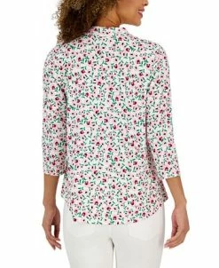 Charter Club Women's Bloom V-Neck 3/4-Sleeve Top, Created For Macy's -Anne Klein Sales Store 23491068 fpx