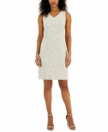 Anne Klein Women's V-Neck Tweed Sheath Dress 2 Anne Klein Women's V-Neck Tweed Sheath Dress - Image 2