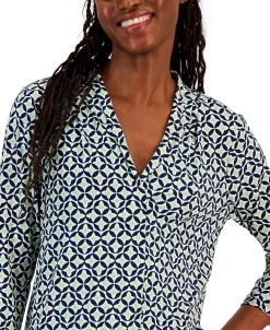Charter Club Women's Printed 3/4-Sleeve V-Neck Top, Created For Macy's 7 Charter Club Women's Printed 3/4-Sleeve V-Neck Top, Created For Macy's -Anne Klein Sales Store 23507741 fpx