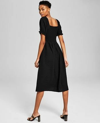 And Now This Women's Textured Smocked Puff Sleeve Midi Dress 2 And Now This Women's Textured Smocked Puff Sleeve Midi Dress - Image 2