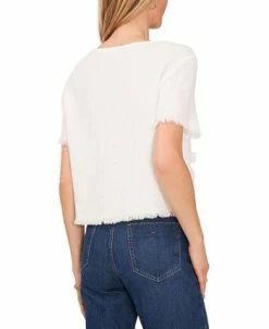 Vince Camuto Women's Crewneck Frayed-Hem Woven Top -Anne Klein Sales Store 23520238 fpx