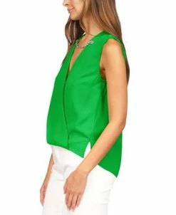 Michael Kors Women's Crepe Chain Faux-Wrap Top 9 Michael Kors Women's Crepe Chain Faux-Wrap Top -Anne Klein Sales Store 23524074 fpx