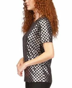 Michael Kors Women's Checkered Foil Top -Anne Klein Sales Store 23534332 fpx