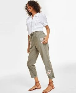 Style & Co Women's Floral Embroidered Pants, Created For Macy's -Anne Klein Sales Store 23541671 fpx