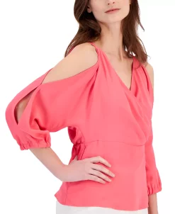 Anne Klein Women's Cold-Shoulder Peplum Top -Anne Klein Sales Store 23542128 fpx