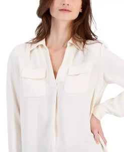 Anne Klein Women's Flap-Pocket Popover Shirt -Anne Klein Sales Store 23542137 fpx