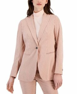 Anne Klein Women's Printed Tech Stretch Single-Button Blazer