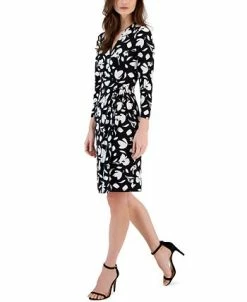 Anne Klein Women's Floral-Print Long-Sleeve Wrap Dress -Anne Klein Sales Store 23542223 fpx