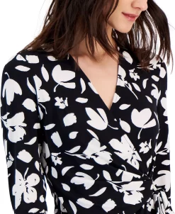 Anne Klein Women's Printed Faux-Wrap Top -Anne Klein Sales Store 23542379 fpx