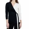 Anne Klein Women's Harmony-Knit Colorblocked Faux-Wrap Top