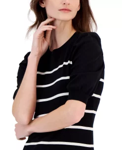 Anne Klein Women's Striped Puff-Sleeve Top -Anne Klein Sales Store 23542497 fpx