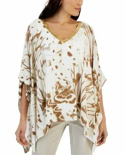 JM Collection Women's Butterfly Prism Printed Handkerchief-Hem Top, Created For Macy's