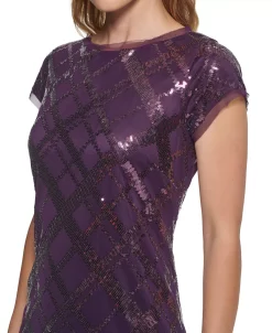 Vince Camuto Women's Sequin Cap-Sleeve Shift Dress -Anne Klein Sales Store 23546607 fpx