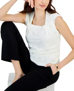 Kasper Women's Cap-Sleeve Eyelet Blouse -Anne Klein Sales Store 23547758 fpx