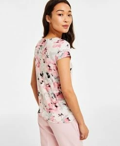 Kasper Women's Floral-Print Cap-Sleeve Cowlneck Top, Created For Macy's -Anne Klein Sales Store 23560289 fpx