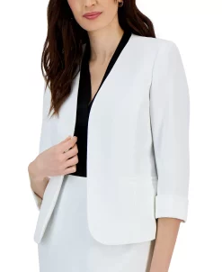 Kasper Women's Collarless Open-Front 3/4-Sleeve Blazer -Anne Klein Sales Store 23560846 fpx