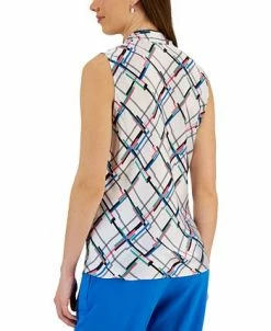 Kasper Women's Printed Tie-Neck Sleeveless Blouse -Anne Klein Sales Store 23561092 fpx