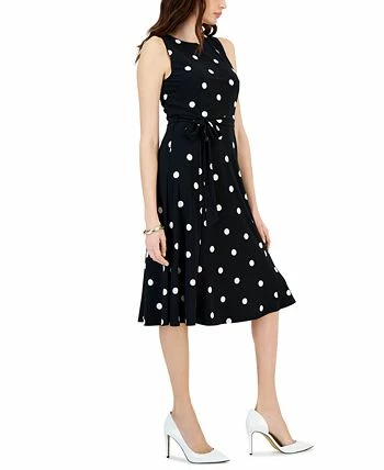 Kasper Fit & Flare Polka Dot Side Tie Dress 3 Kasper Fit & Flare Polka Dot Side Tie Dress - Image 3