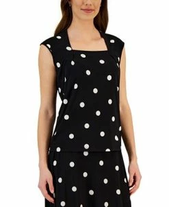 Kasper Women's Square-Neck Polka Dot Cap-Sleeve Top -Anne Klein Sales Store 23561134 fpx