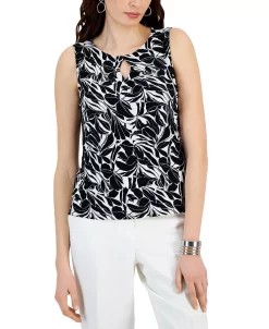 Kasper Printed Sleeveless Diamond Keyhole Blouse -Anne Klein Sales Store 23561178 fpx