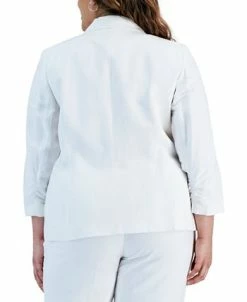 Kasper Plus Size One-Button Ruched-Sleeve Blazer -Anne Klein Sales Store 23566861 fpx