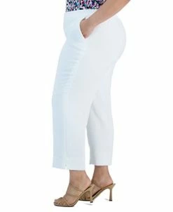 Kasper Plus Size Elasticized-Waist Side-Slit Pique Pants -Anne Klein Sales Store 23566883 fpx