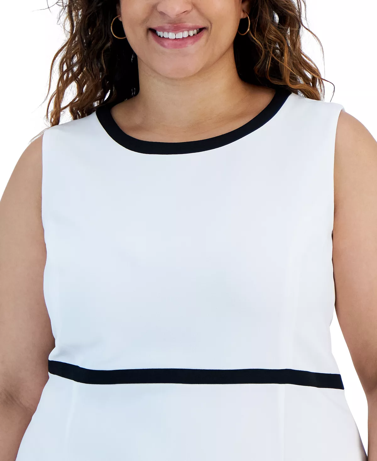 Kasper Plus Size Contrast-Trim Sleeveless Sheath Dress 4 Kasper Plus Size Contrast-Trim Sleeveless Sheath Dress - Image 4