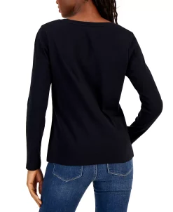Charter Club Women's Cotton Long-Sleeve V-Neck T-Shirt, Created For Macy's -Anne Klein Sales Store 23567726 fpx