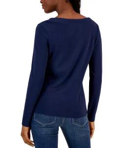 Charter Club Women's Cotton Long-Sleeve V-Neck T-Shirt, Created For Macy's -Anne Klein Sales Store 23567727 fpx