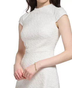 Vince Camuto Women's Boucle-Knit Cap-Sleeve Fit & Flare Dress -Anne Klein Sales Store 23567868 fpx